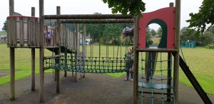 John and Annabel on the climbing frame.
