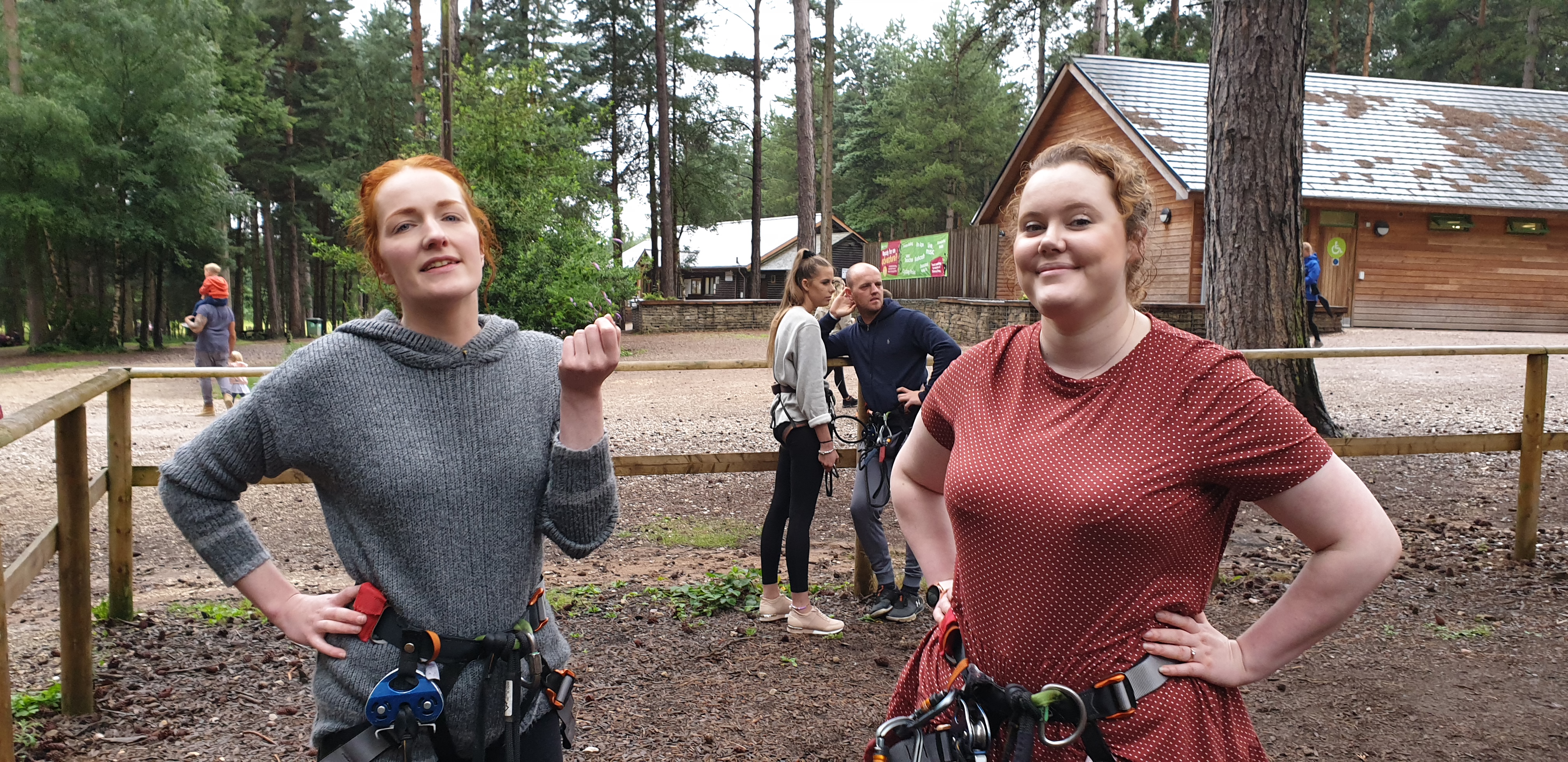 Full image of Sarah and Jemma prepare for Go Ape.