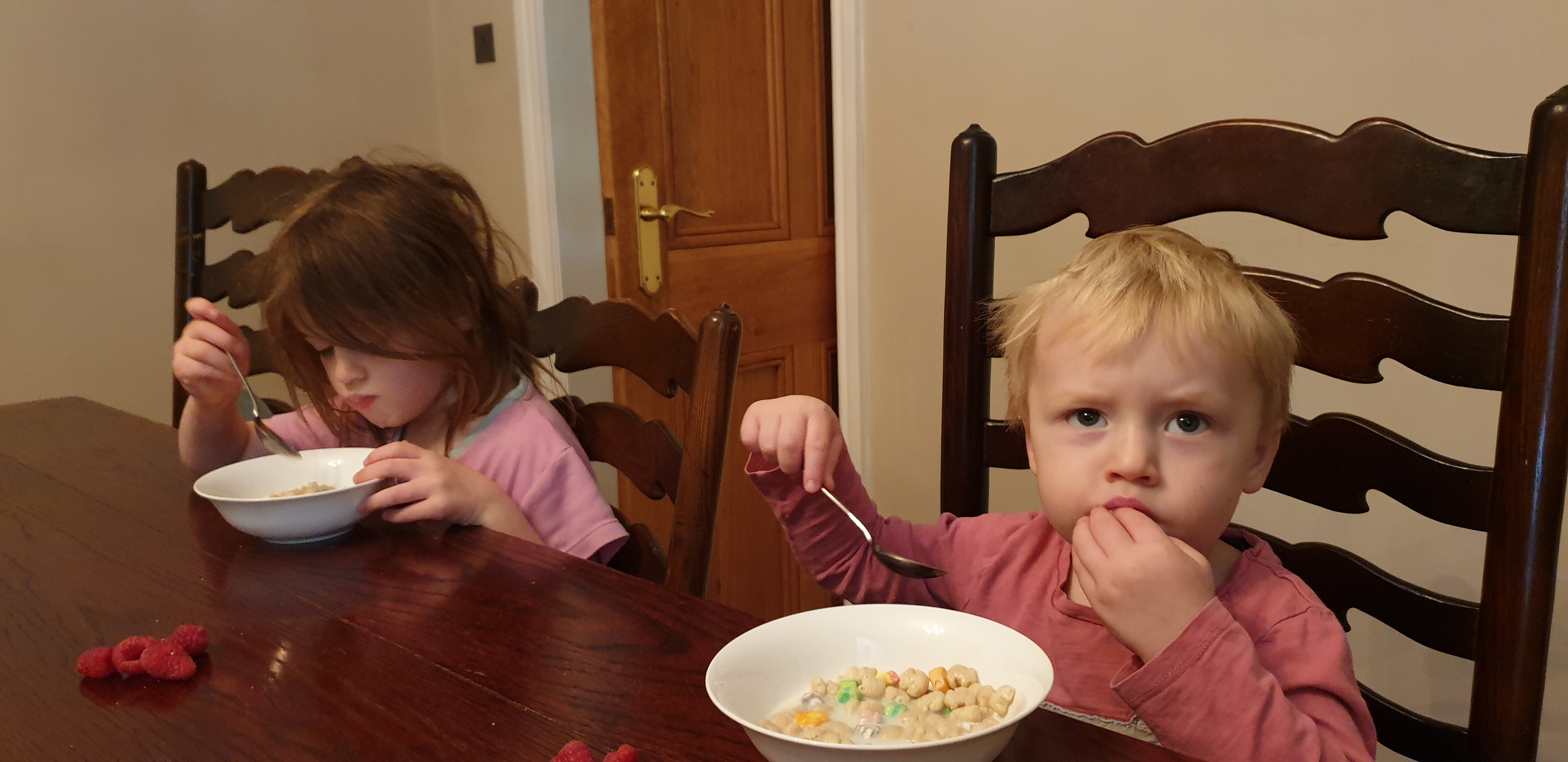 Full image of John and Annabel eat breakfast on Tuesday morning #2.