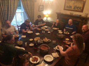 Dinner on Saturday night.