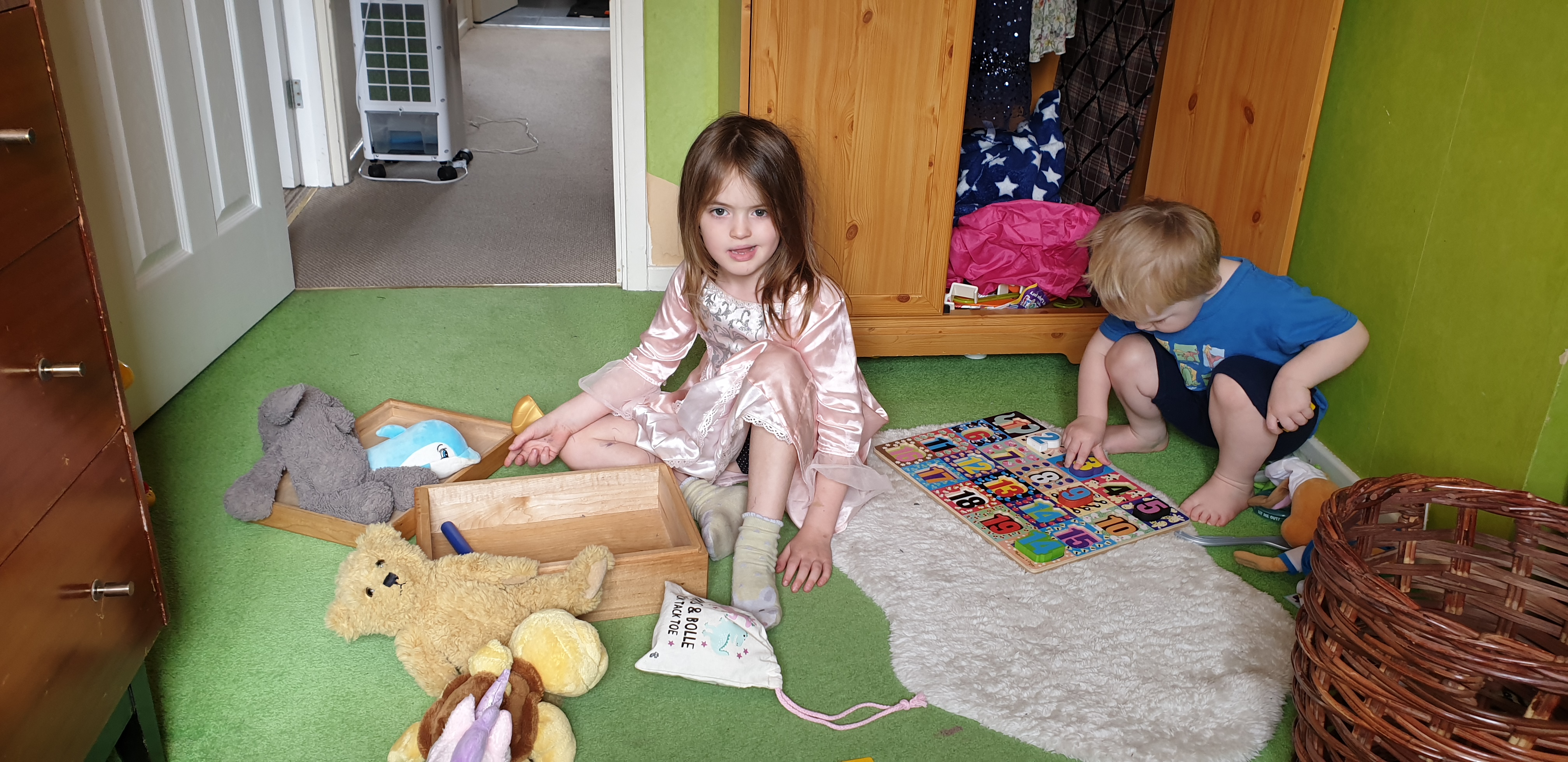 Full image of Annabel and John playing vets