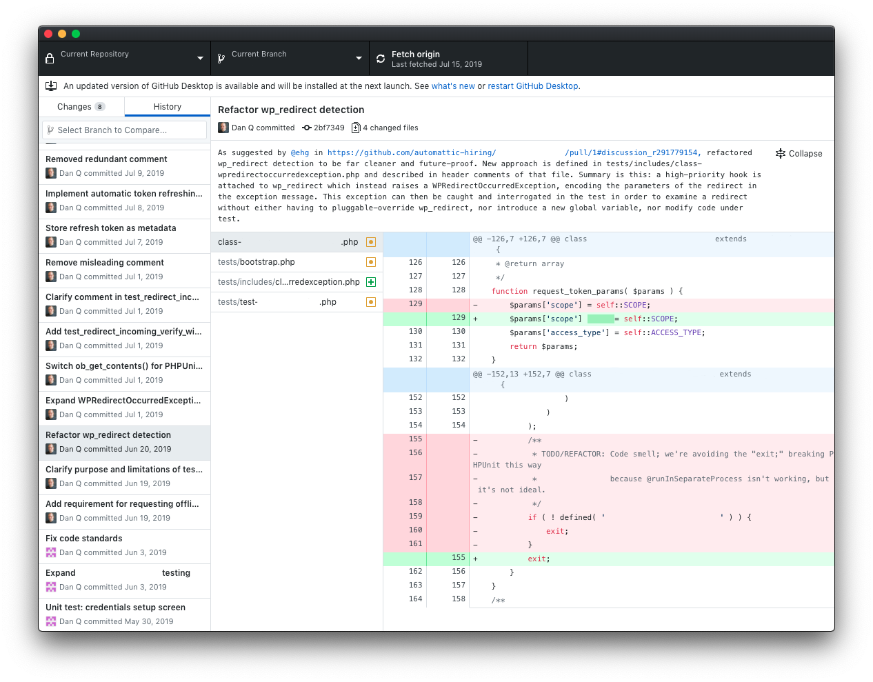 Full image of My project in GitHub Desktop