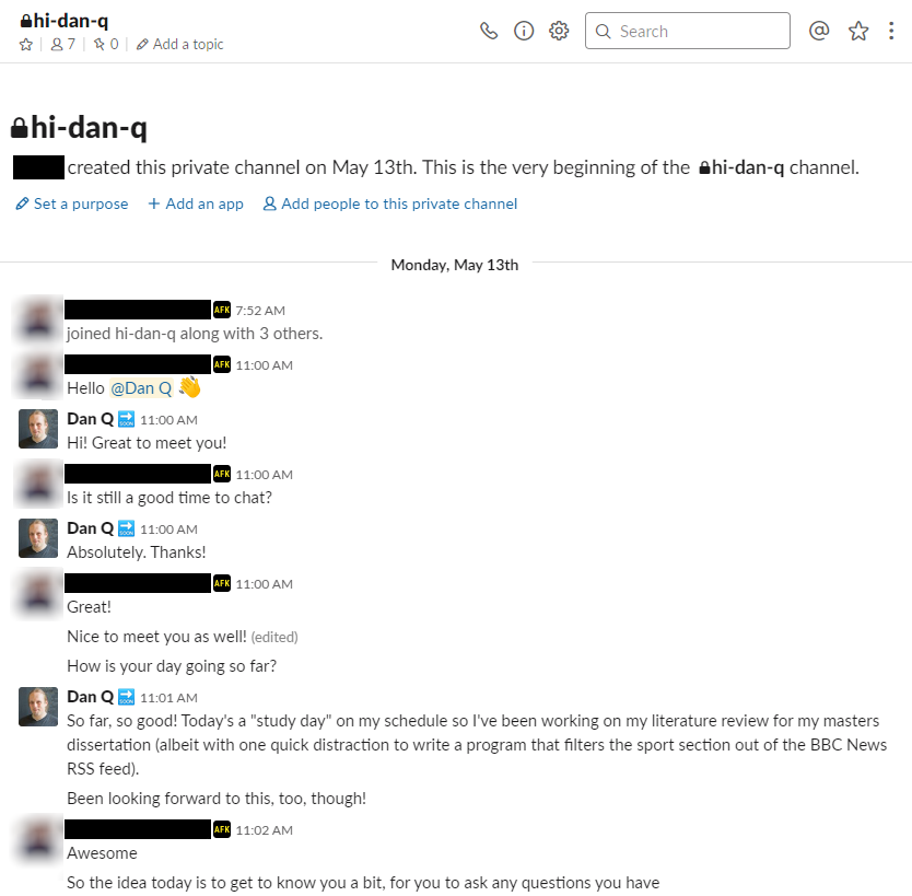The opening lines of Dan's initial interview with Automattic.