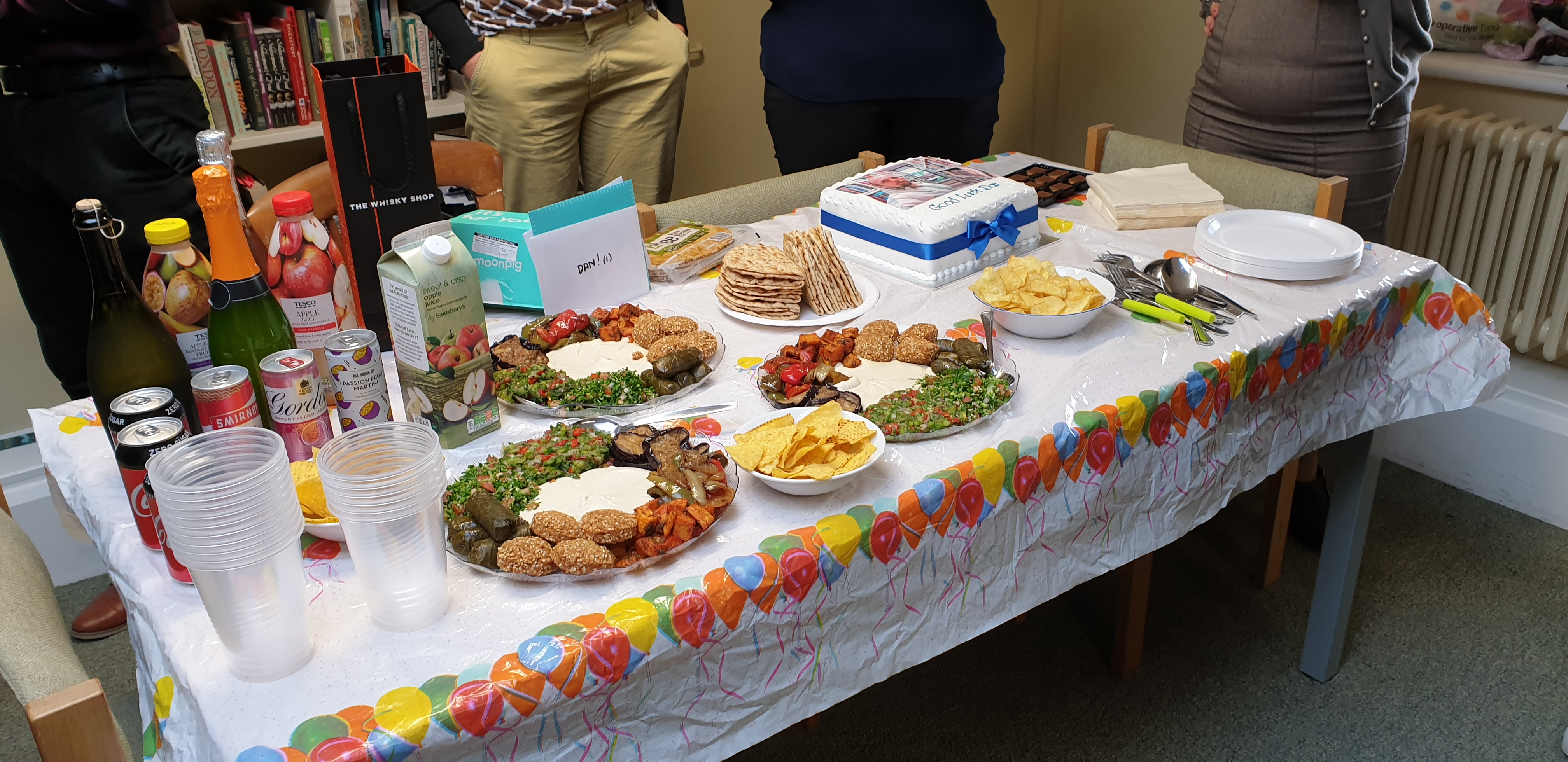 Full image of Partry platters courtesy of Najar's Place along with drinks and cake.