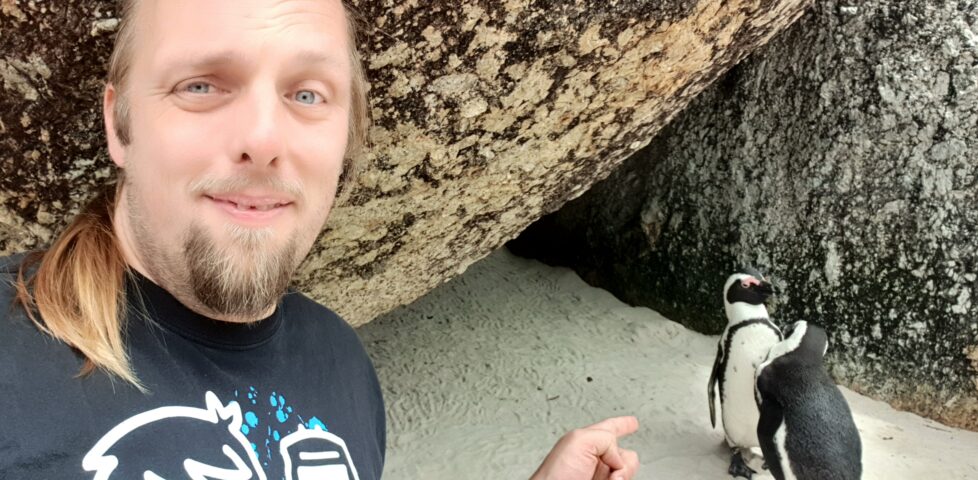 Dan with a pair of African penguins