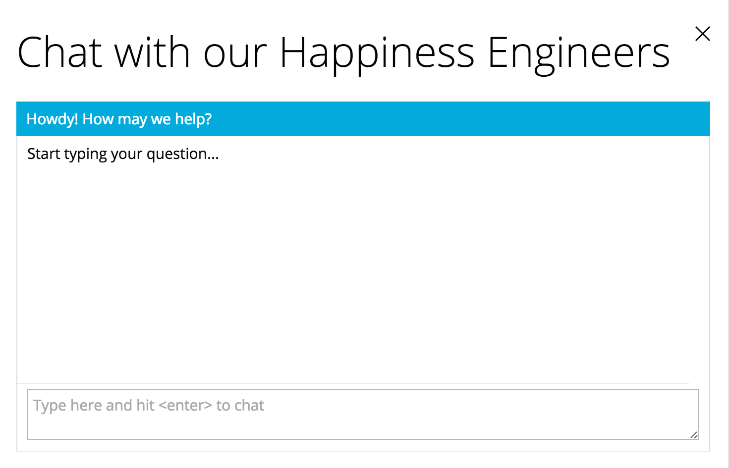 Full image of Happiness Live Chat screenshot, customer's view.