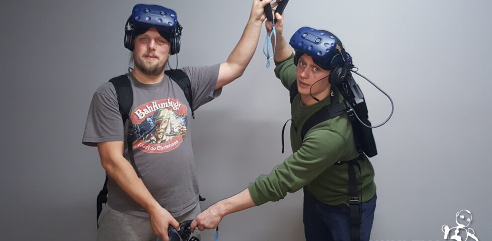 Dan and Robin concluding a VR Escape Room.