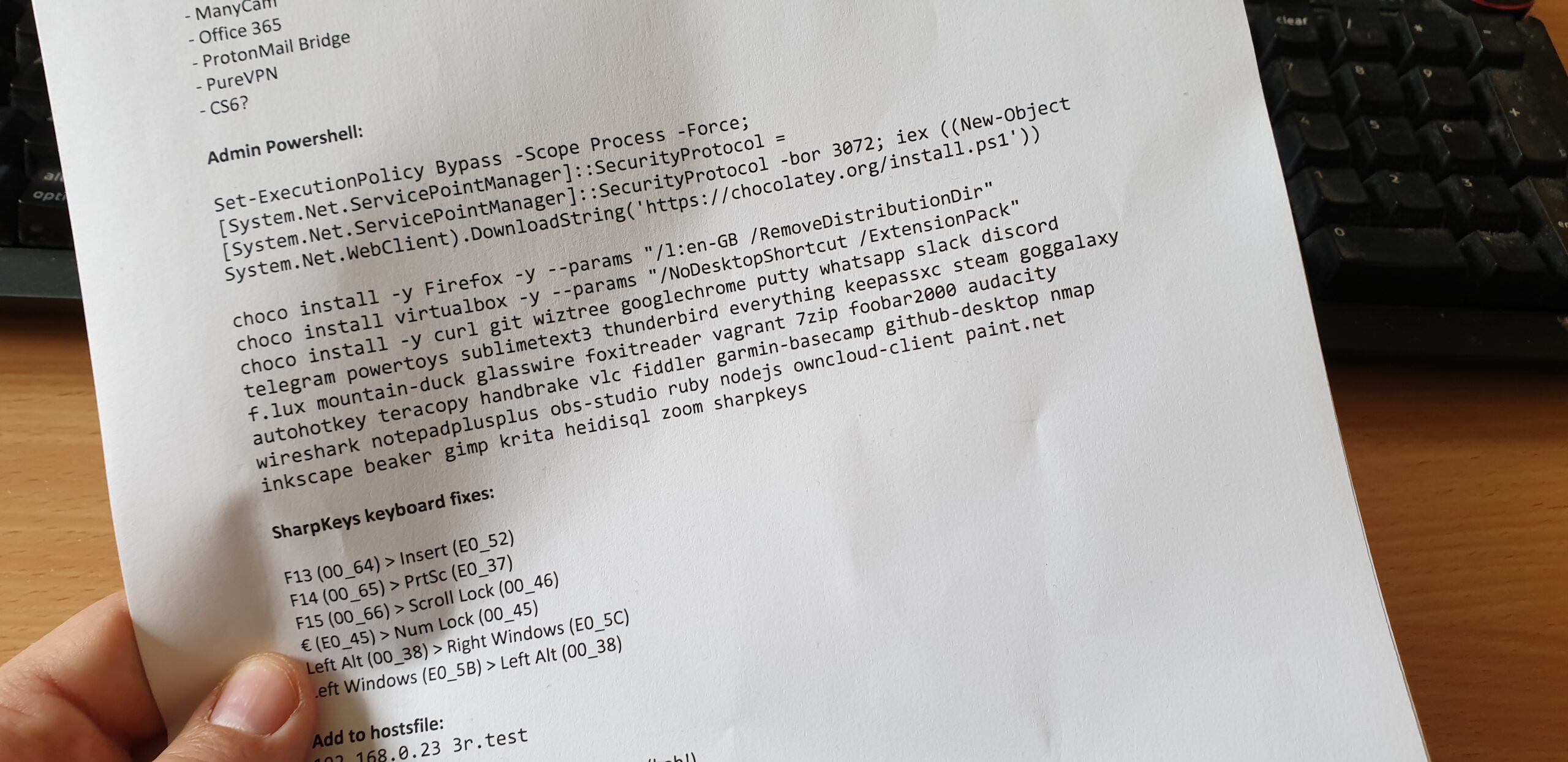 Full image of Dan's reformat-and-reinstall checklist