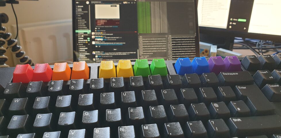 Keyboard with Pride rainbow function keys