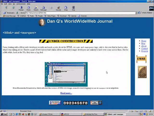 Netscape Navigator 5 showing a blink effect.