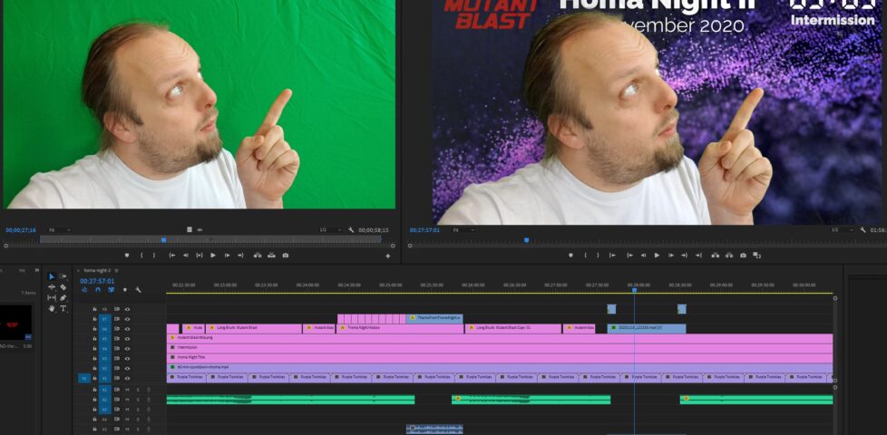 Dan uses a green screen to add to the intermission.