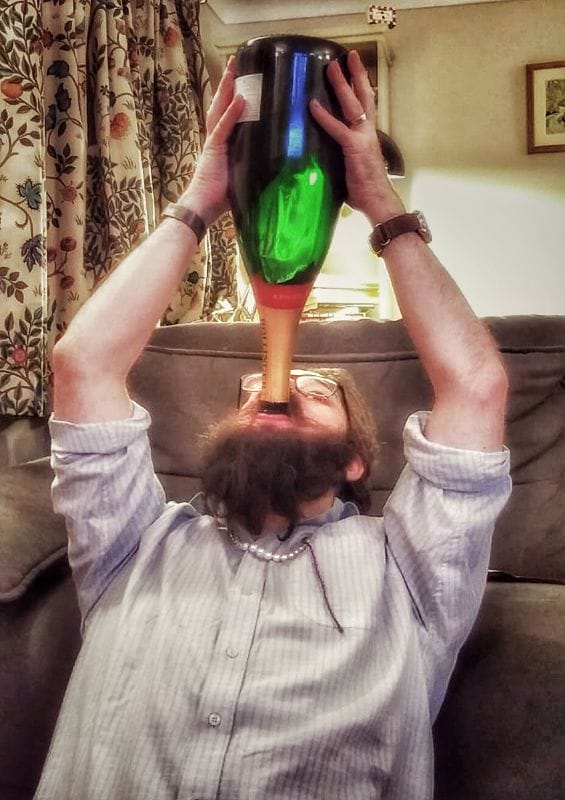 JTA downing a Jeroboam of champagne.