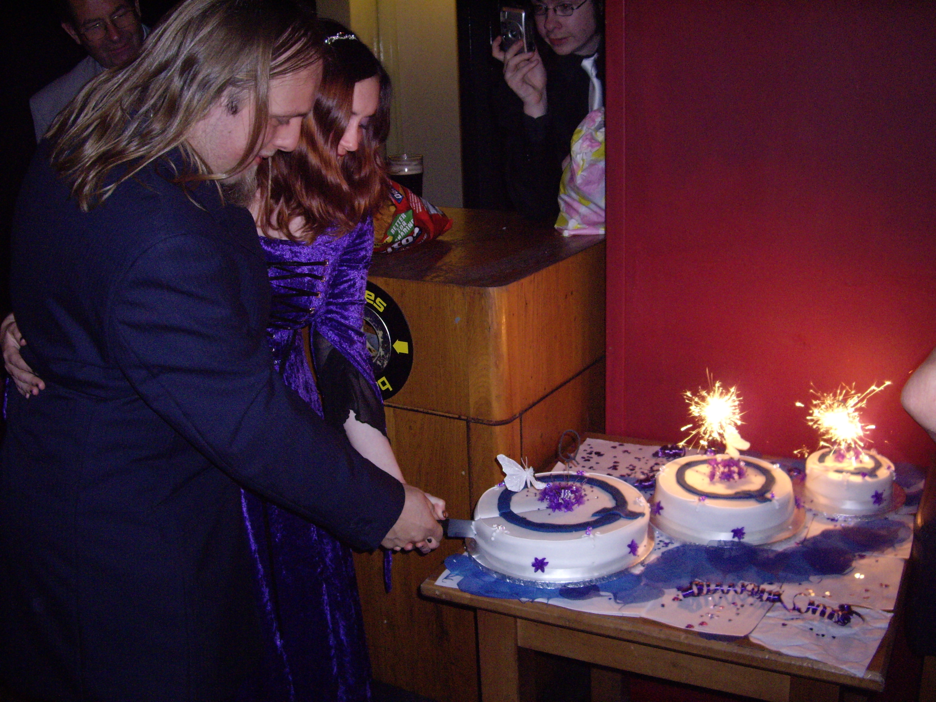 Full image of Sian & Andy eat cake
