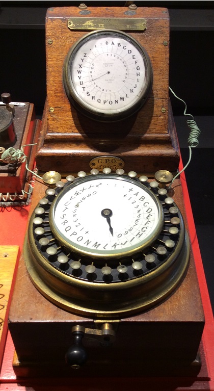 1885 GPO telegraph instrument from the Porthcurno Telegraph Museum, which Dan almost visited the other week but it was closed.