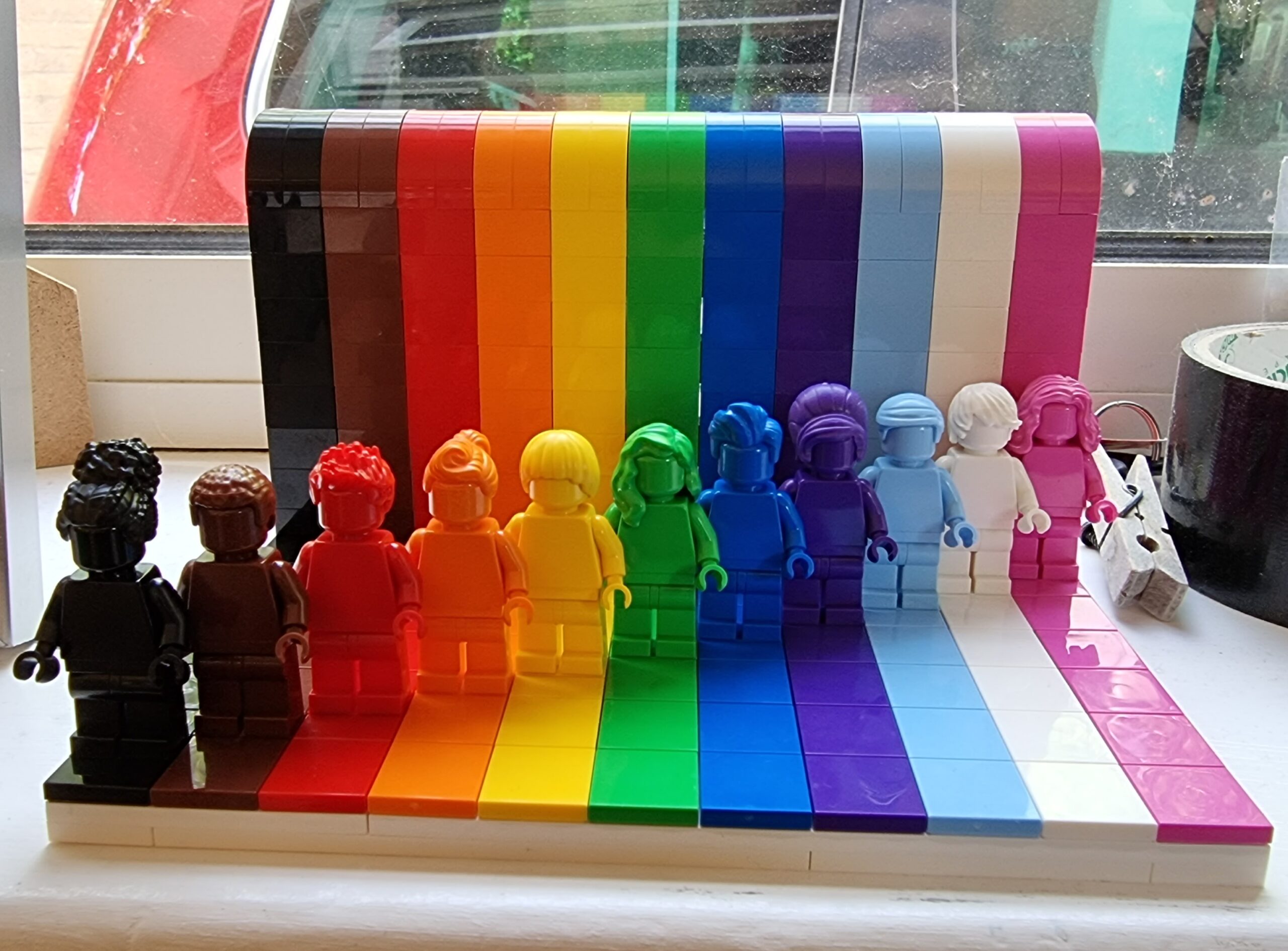 Full image of Everyone Is Awesome LEGO mode showing BIPOC/LGBTQ+ colours.