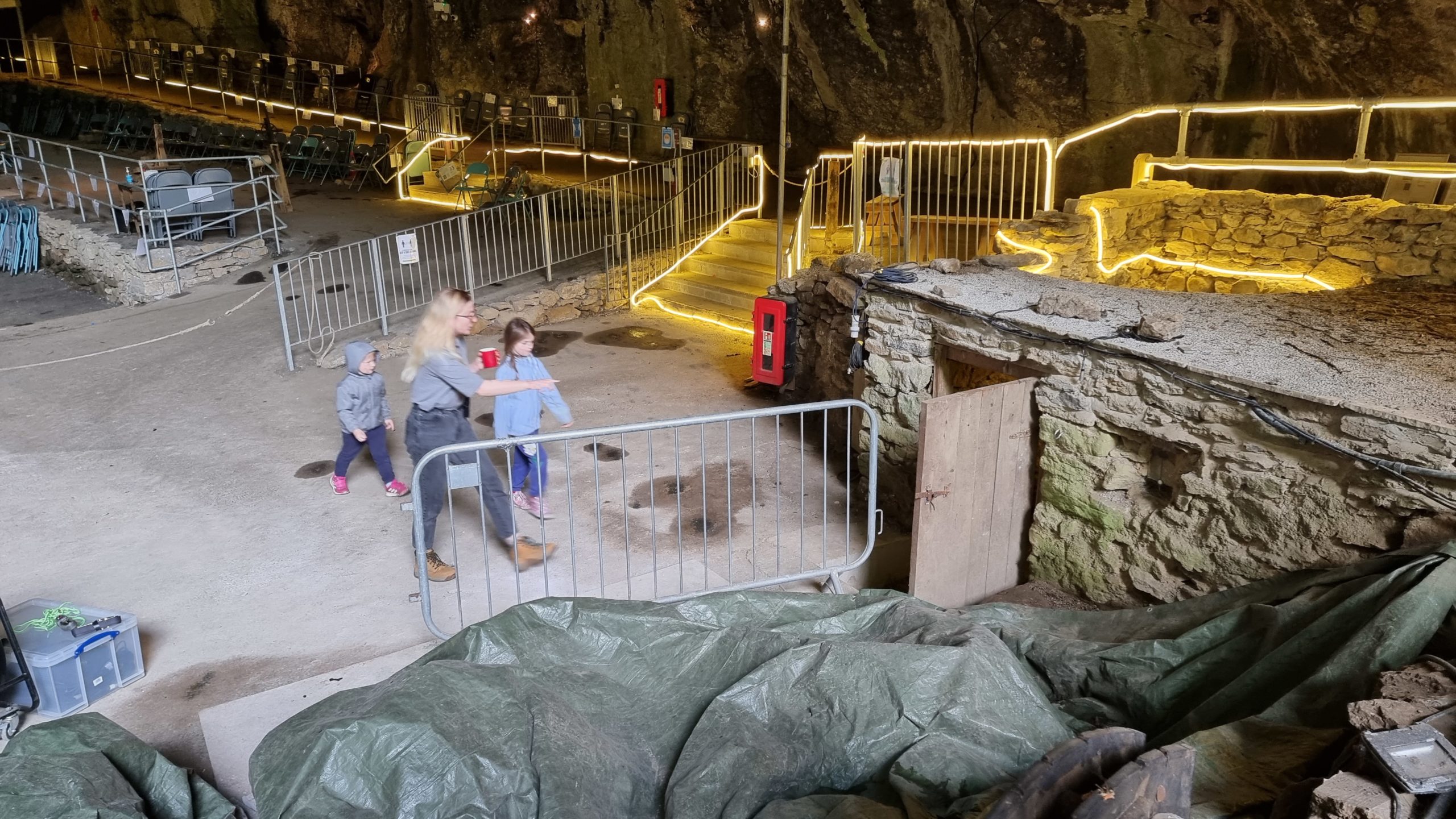 Full image of The kids visit a restored ropemaker's hut in the Devil's Arse.