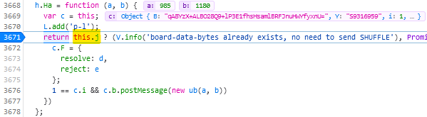 Javascirpt code where the truthiness of this.j affects whether or not the pieces are shuffled.