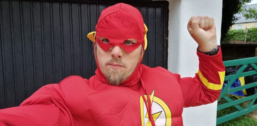 Dan dressed as The Flash