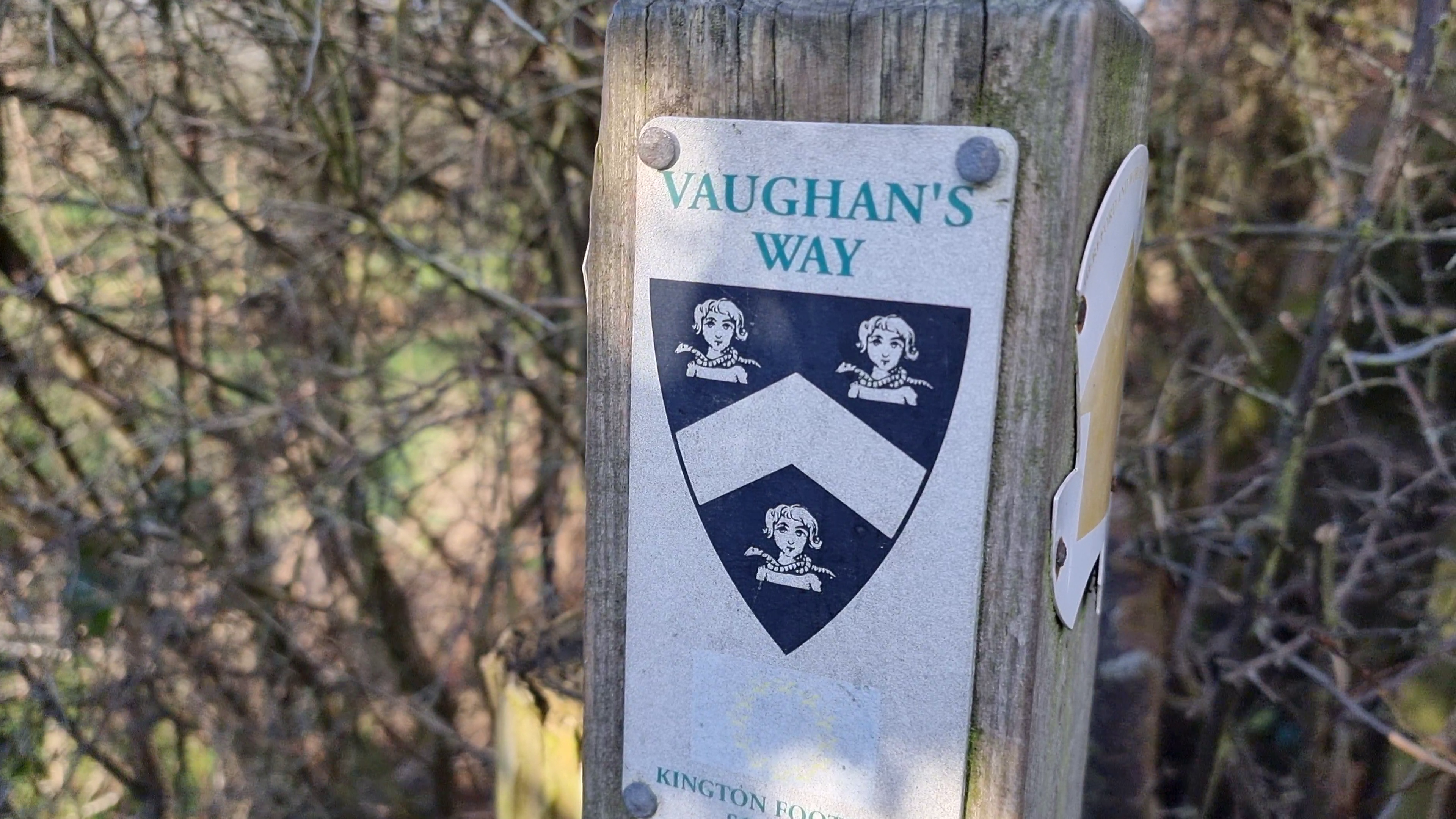 Full image of Footpath sign reading "Vaughan's Way"