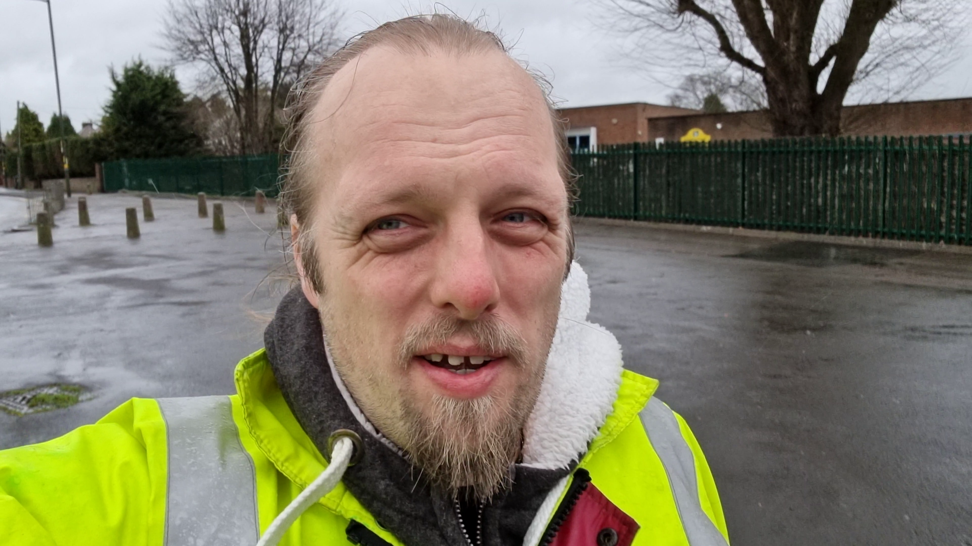 Full image of Dan in the rain