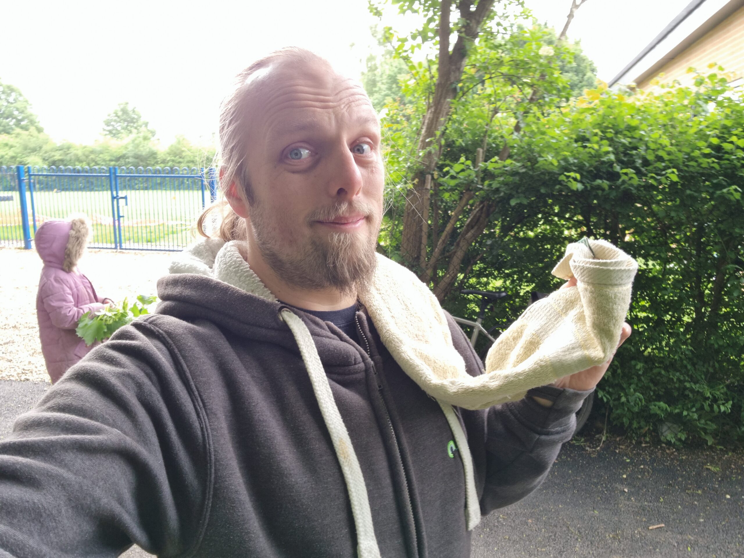 Dan with a towel.