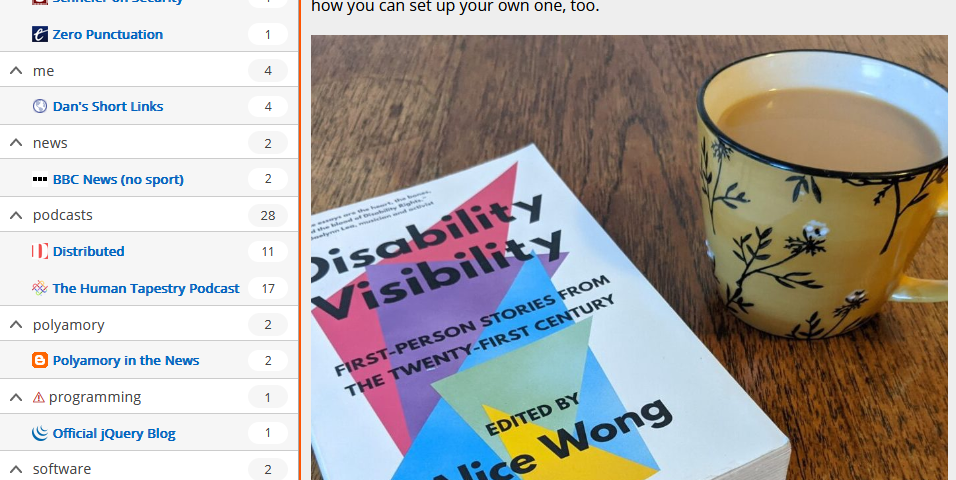 Beverley's blog post "Setting up an Accessibility Book Club" in FreshRSS.