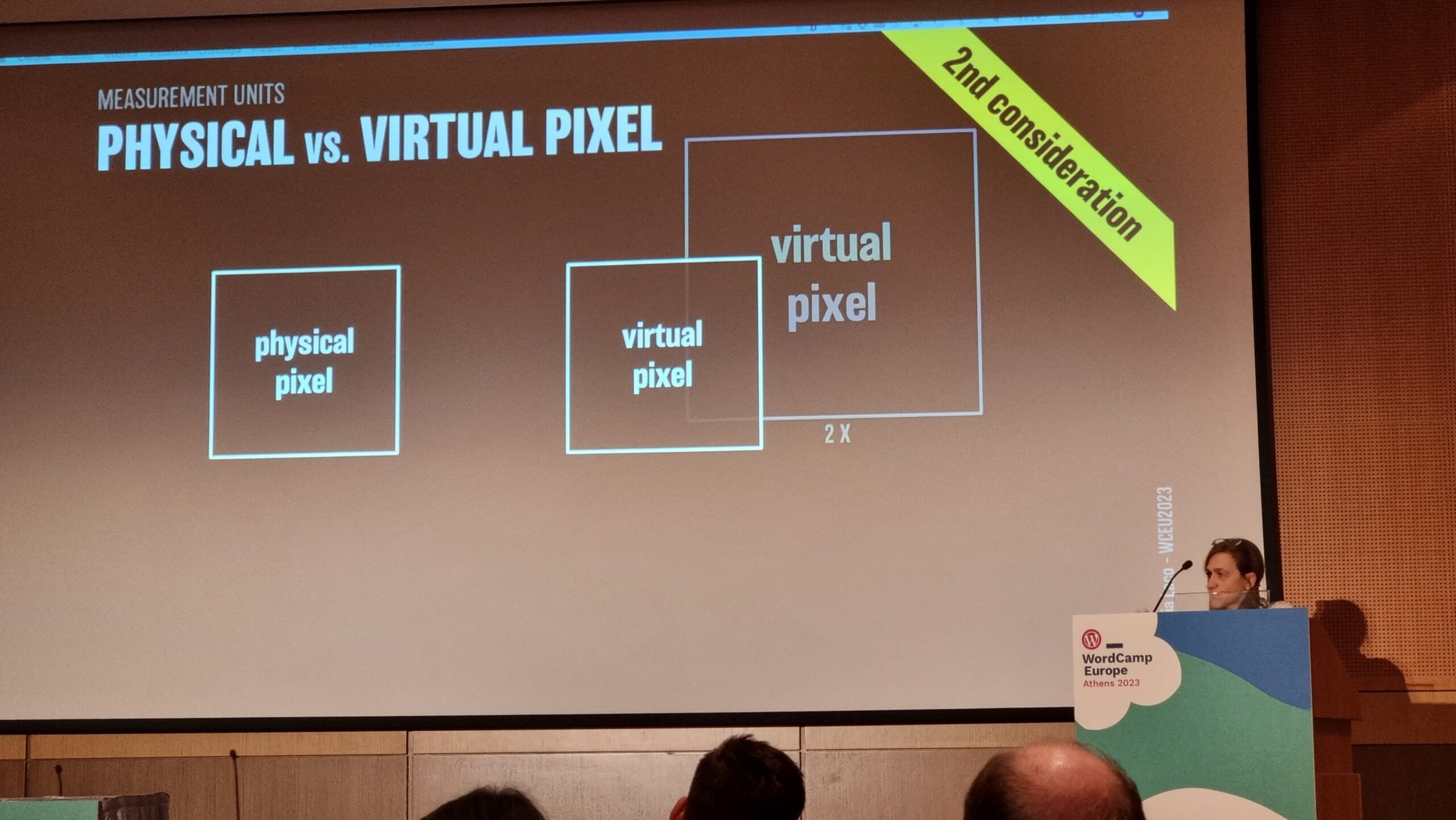 Full image of Slide showing a physical pixel and a "virtual pixel" representing a real pixel of a different size.