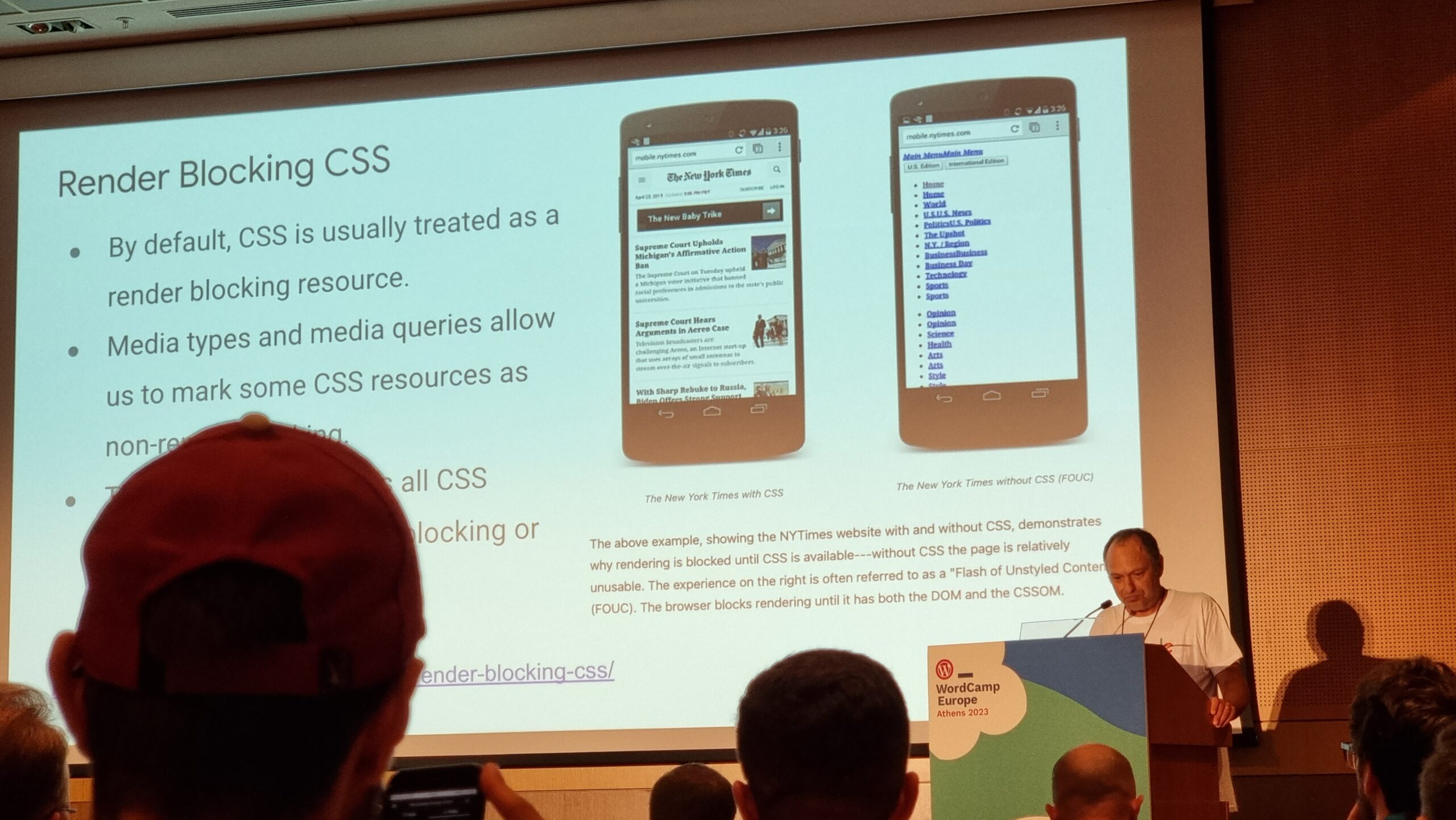Full image of Adam explaining Render-Blocking CSS.