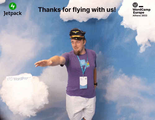 Animation showing Dan, wearing a pilot's hat, surrounded by cotton wool clouds, as the camera pans back and forth.