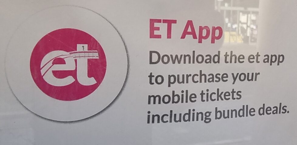Print advertisement for the "ET App", stating: Download the et app to purchase your mobile tickets including bundle deals.