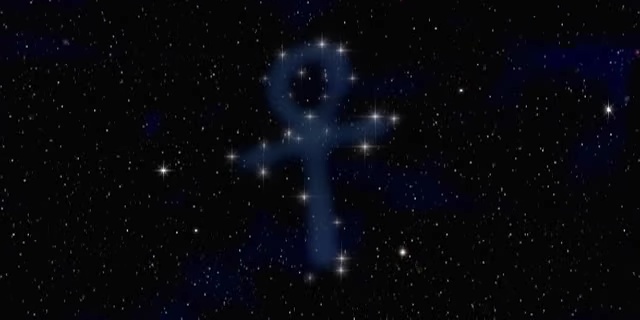 An ankh symbol picked out in the constellations.