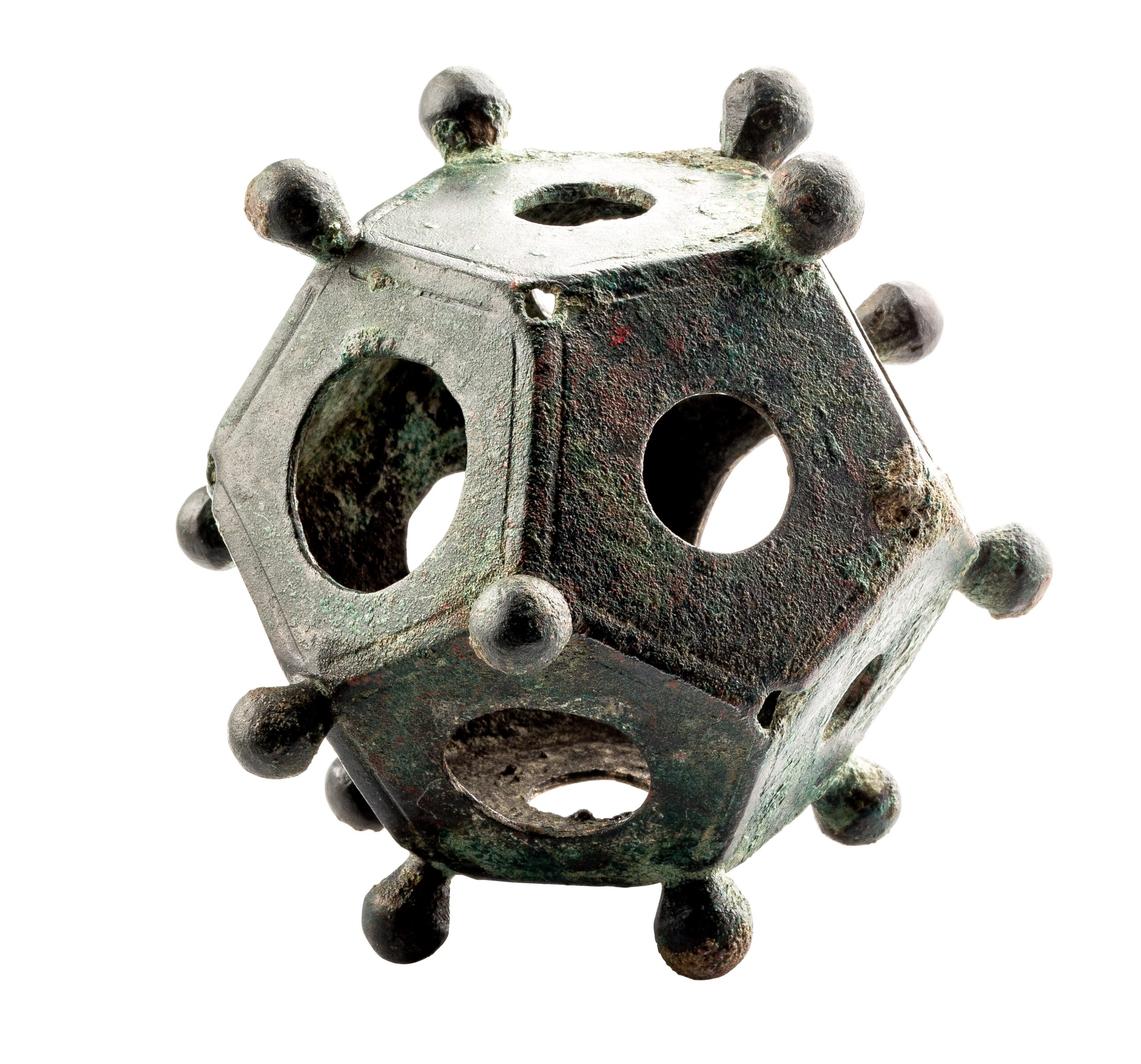 Full image of High-resolution close-up of a well-preserved Roman dodecahedron.