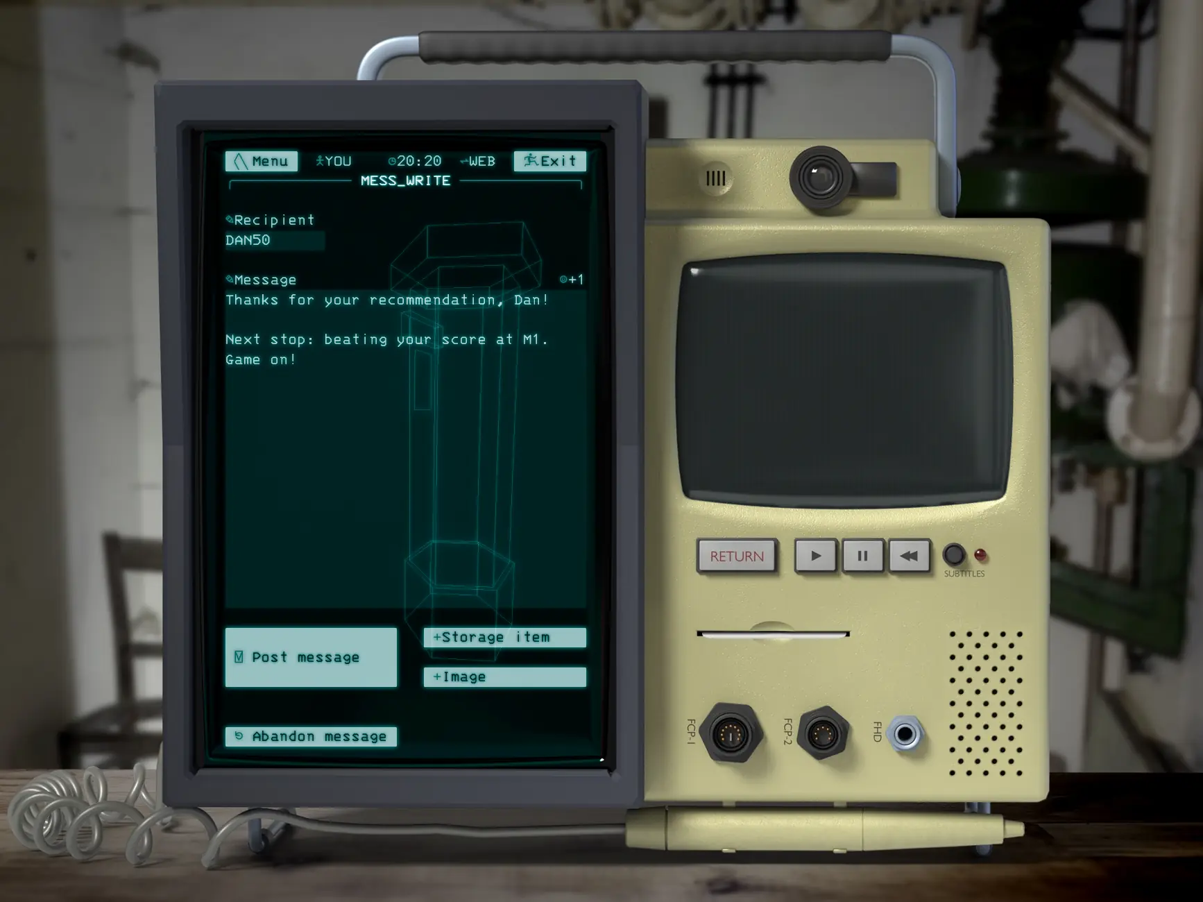 Full image of ARCC terminal in which an email is being written to DAN50.