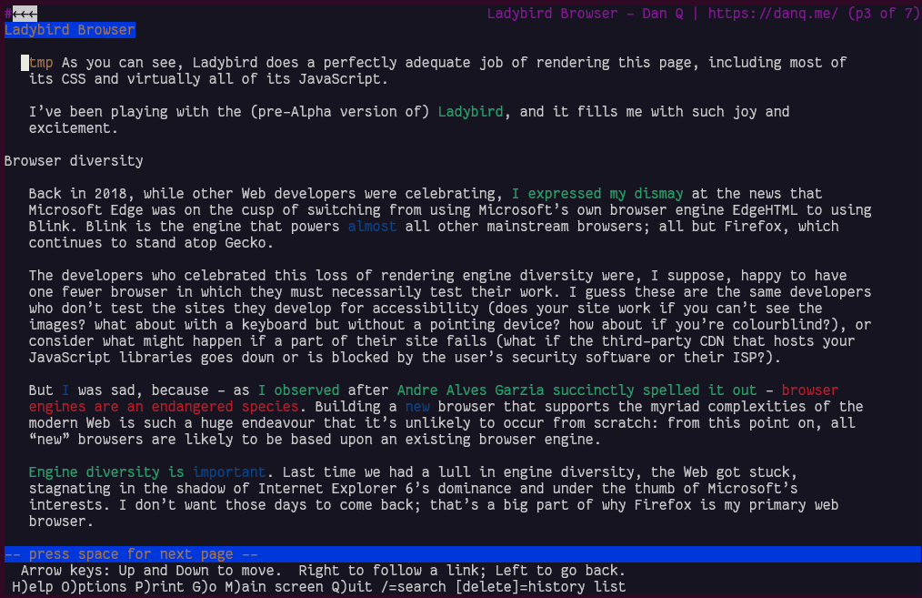 Full image of This blog post viewed in Lynx.