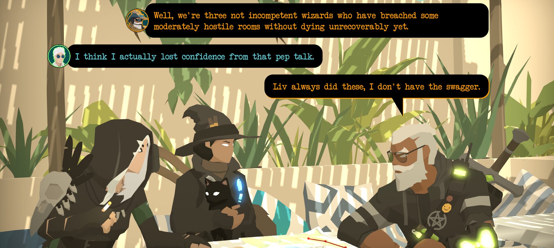Full image of Three spec ops wizards have a conversation about an upcoming assault.
