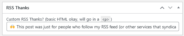 WordPress postmeta field for "RSS Thanks".