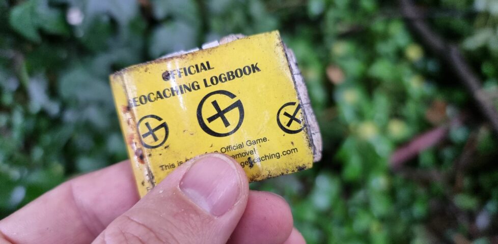 Damp geocaching log book,closed.