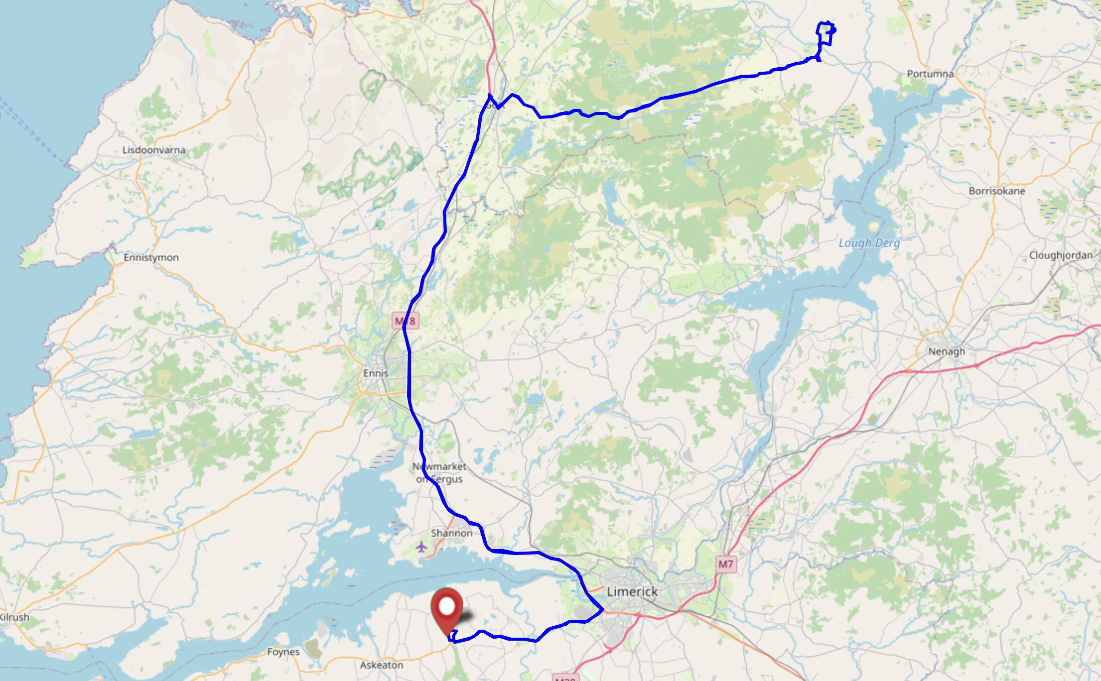 Full image of Map showing our driving route.