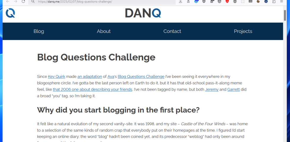 Screenshot showing this blog post, viewed in Firefox.