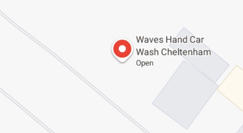 Google Maps screenshot showing the location of a business seemingly called Waves Hand Car Wash Cheltenham.