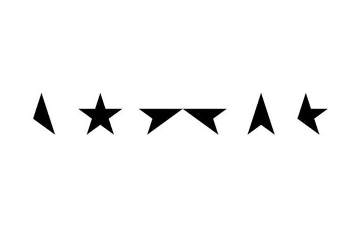 Full image of A line of six partial star outlines, as used in the iconography of Blackstar, David Bowie's final album.