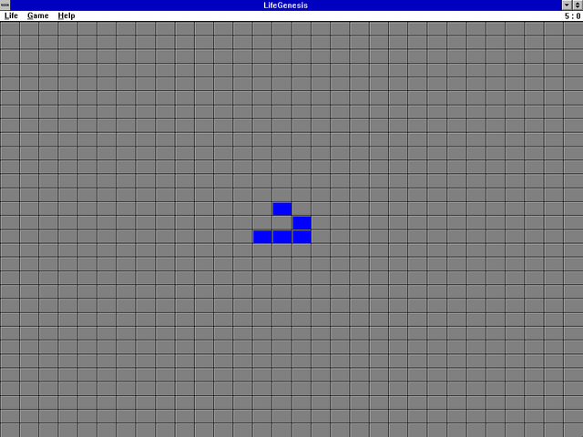 A 'glider', a highly-recognisable self-replicating pattern from Conway's Game of Life, sometimes used in hacker symbolism.