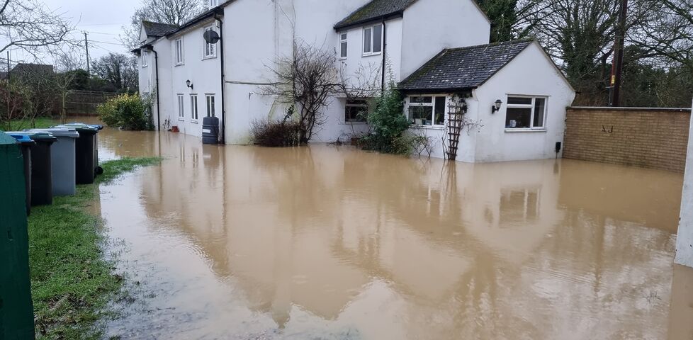 A flooded house. 