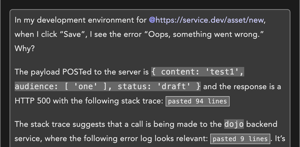 Screenshot showing an imaginary conversation with a generative AI.