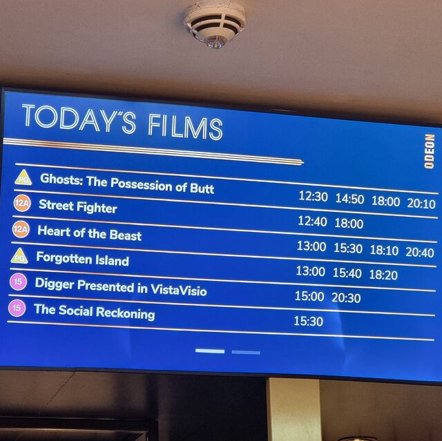 Cinema films list starting with the truncated title 'Ghosts: The Possession of Butt'