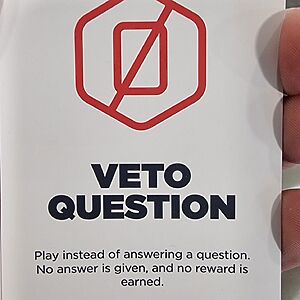 Veto Question card from Jet Lag: The Game - Hide & Seek.
