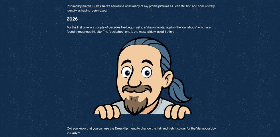 Top of my /pfp page, showing my latest avatar.
